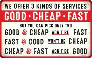 good fast or cheap... pick two